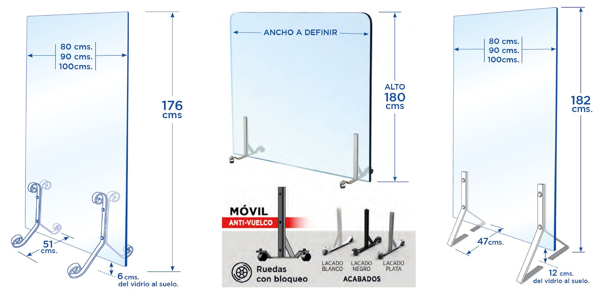 Novedad: Mamparas de protección anticontagio rodantes antivuelco